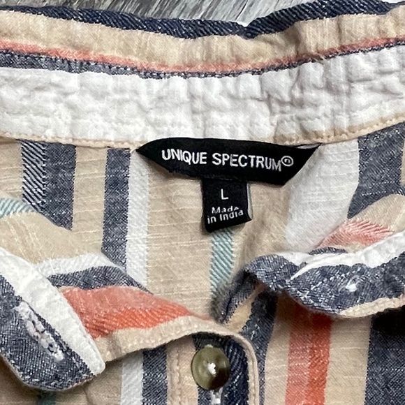 Striped Button-Up Collared Shirt - Picture 3 of 3